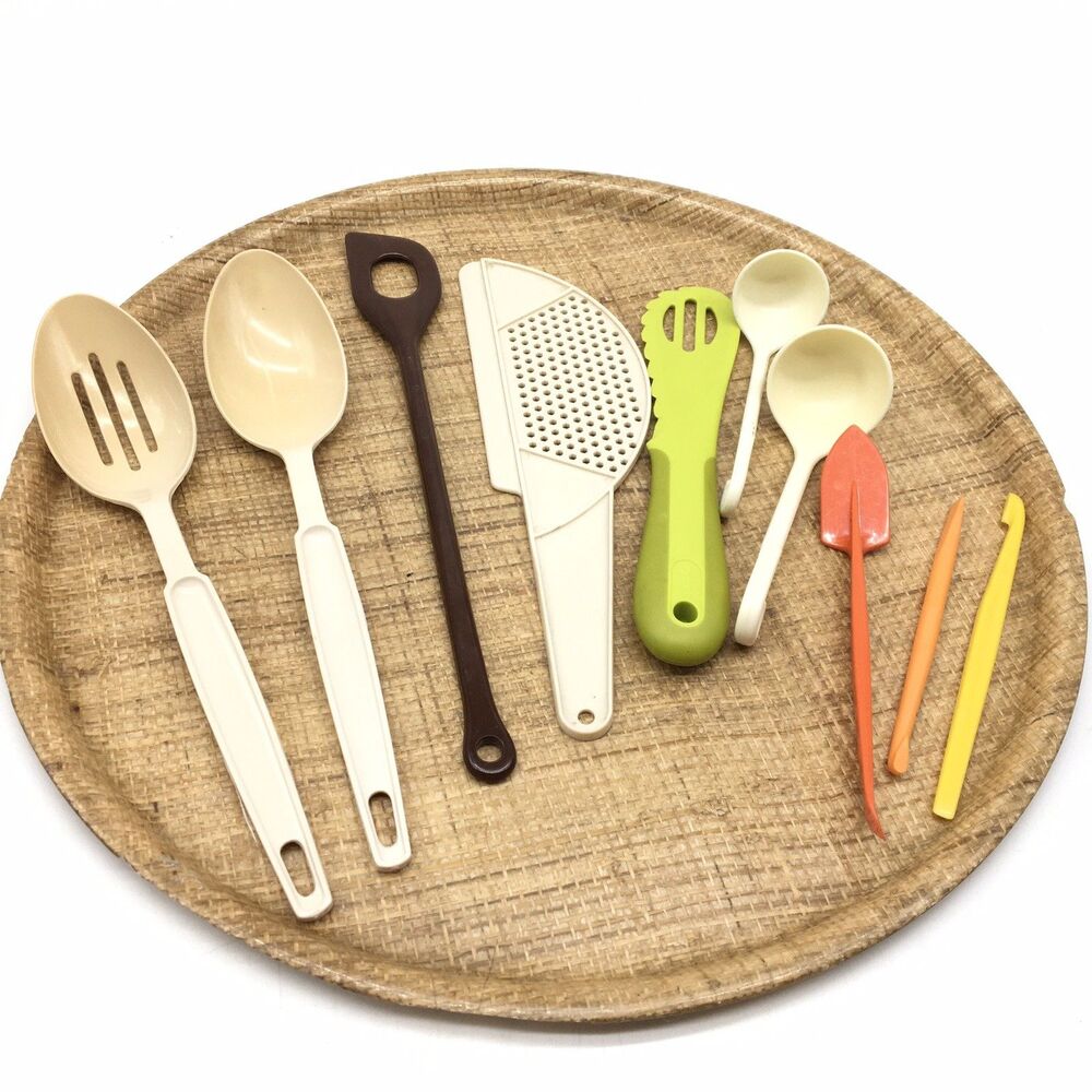 Vtg Nylon Kitchen Utensils Tools Ekco Melamine Tupperware Slotted Spoon Wingknif